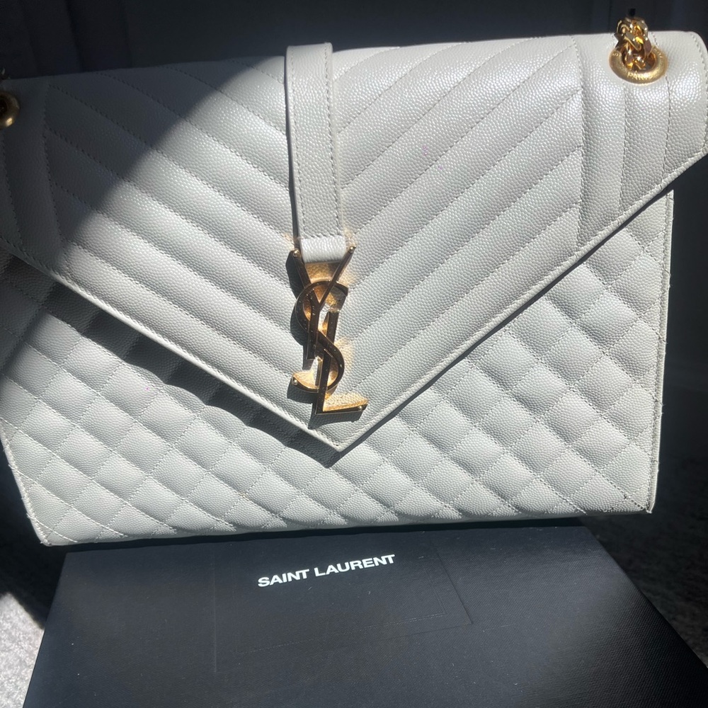 Saint Laurent White/cream Quilted large envelope Bag
